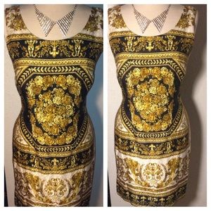 Vintage Bloomingdale's Dress white black gold in 6